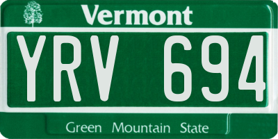 VT license plate YRV694