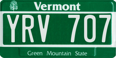 VT license plate YRV707