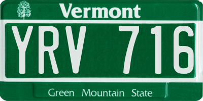 VT license plate YRV716