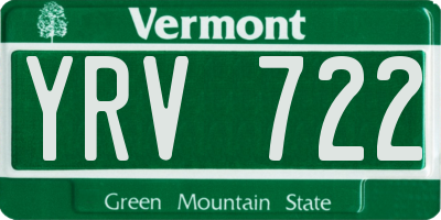 VT license plate YRV722