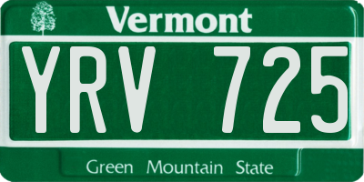 VT license plate YRV725