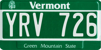 VT license plate YRV726