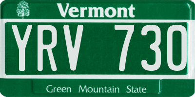 VT license plate YRV730