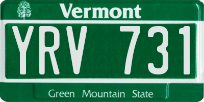 VT license plate YRV731