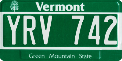 VT license plate YRV742