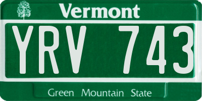 VT license plate YRV743