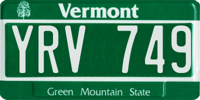 VT license plate YRV749