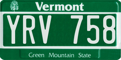 VT license plate YRV758
