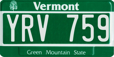 VT license plate YRV759
