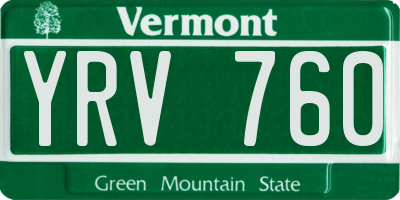 VT license plate YRV760