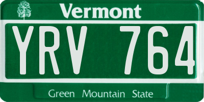VT license plate YRV764