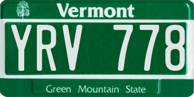VT license plate YRV778