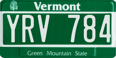 VT license plate YRV784