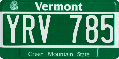 VT license plate YRV785