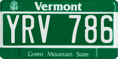 VT license plate YRV786