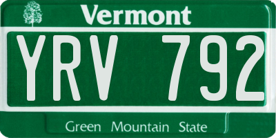 VT license plate YRV792