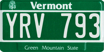 VT license plate YRV793