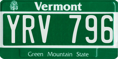 VT license plate YRV796