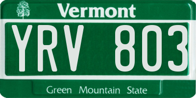 VT license plate YRV803