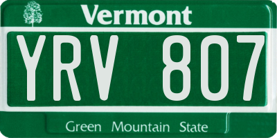 VT license plate YRV807