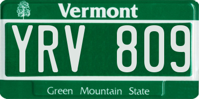 VT license plate YRV809