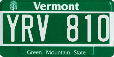 VT license plate YRV810