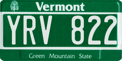 VT license plate YRV822