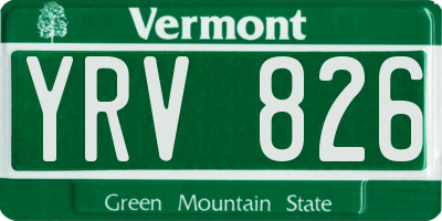 VT license plate YRV826