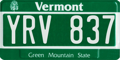 VT license plate YRV837