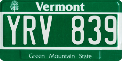 VT license plate YRV839