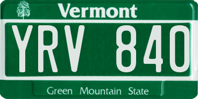 VT license plate YRV840