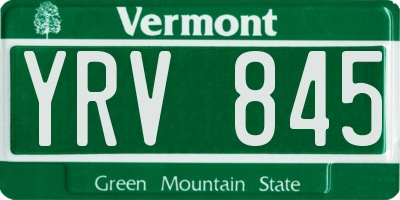 VT license plate YRV845