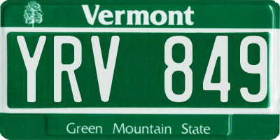 VT license plate YRV849