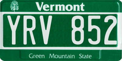 VT license plate YRV852