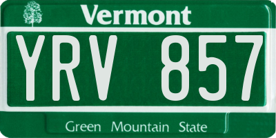 VT license plate YRV857