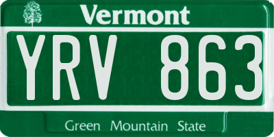 VT license plate YRV863