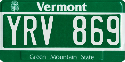 VT license plate YRV869