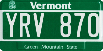 VT license plate YRV870