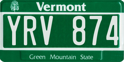 VT license plate YRV874
