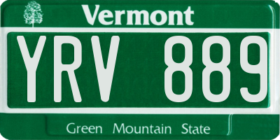 VT license plate YRV889