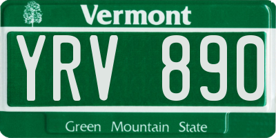VT license plate YRV890