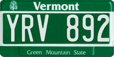 VT license plate YRV892