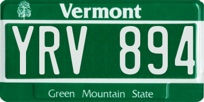 VT license plate YRV894
