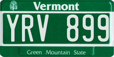 VT license plate YRV899