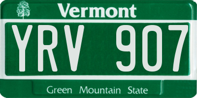 VT license plate YRV907