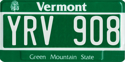 VT license plate YRV908
