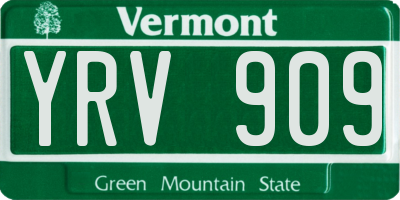 VT license plate YRV909