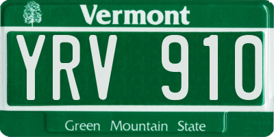 VT license plate YRV910