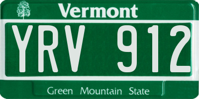 VT license plate YRV912