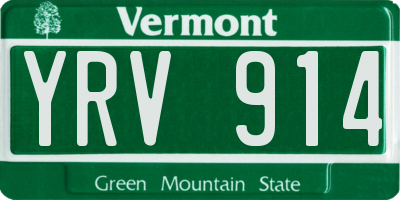 VT license plate YRV914